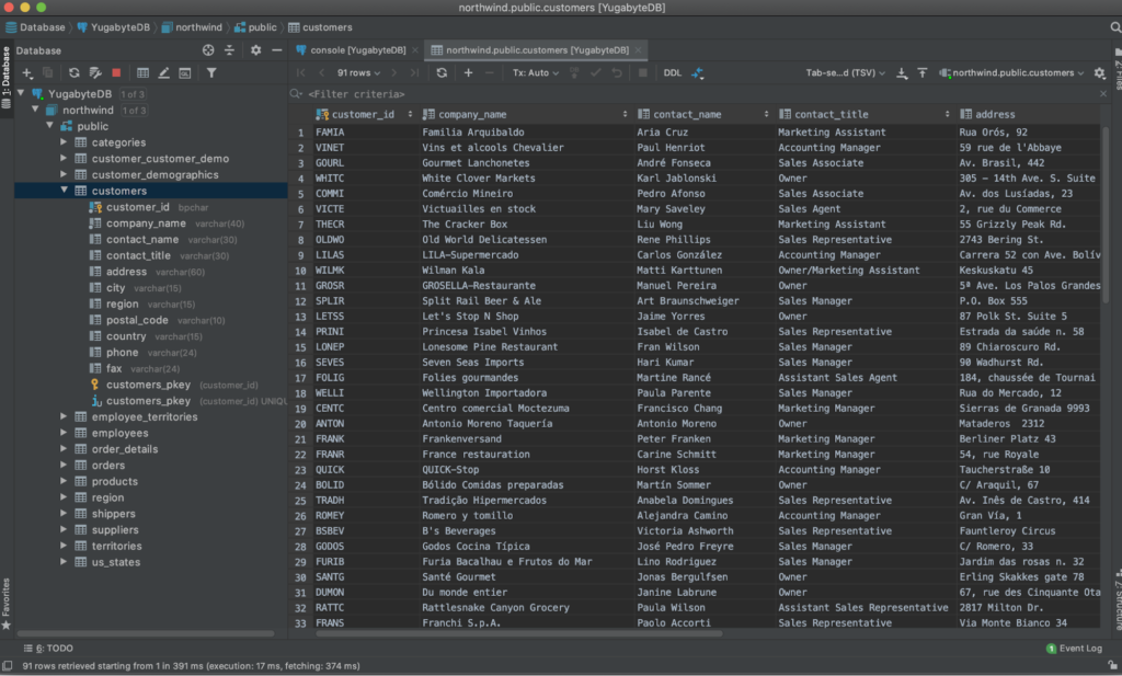 admin and browse YugabyteDB data using DataGrip