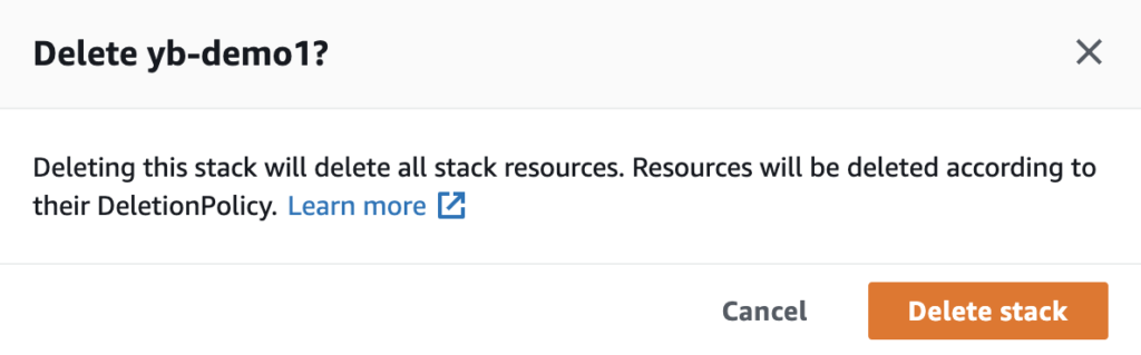 easy to deprovision yugabytedb distributed sql db using aws cloudformation