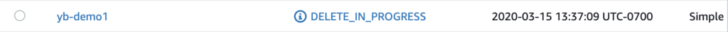 delete in progress yugabytedb aws cloudformation howto