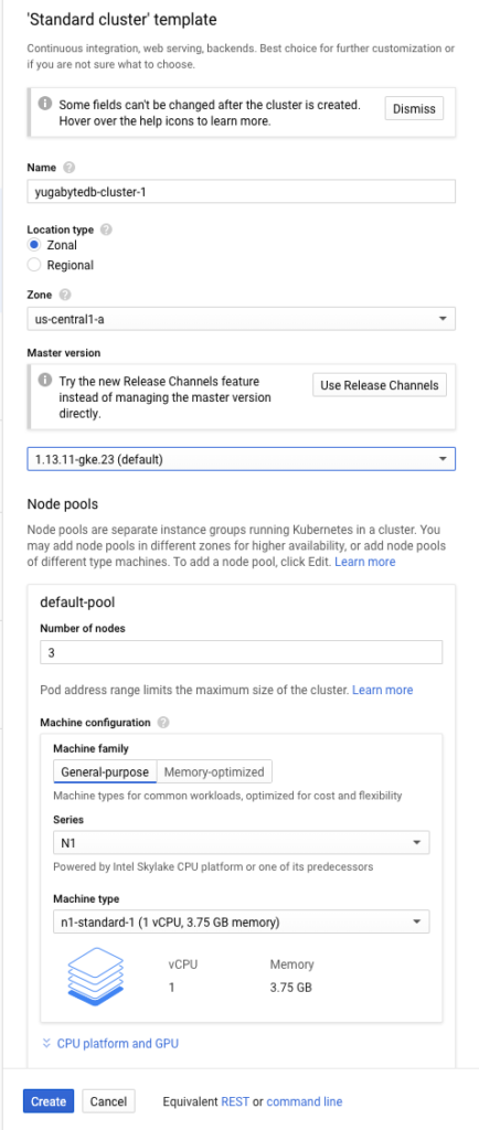 creating yugabytedb cluster in GKE