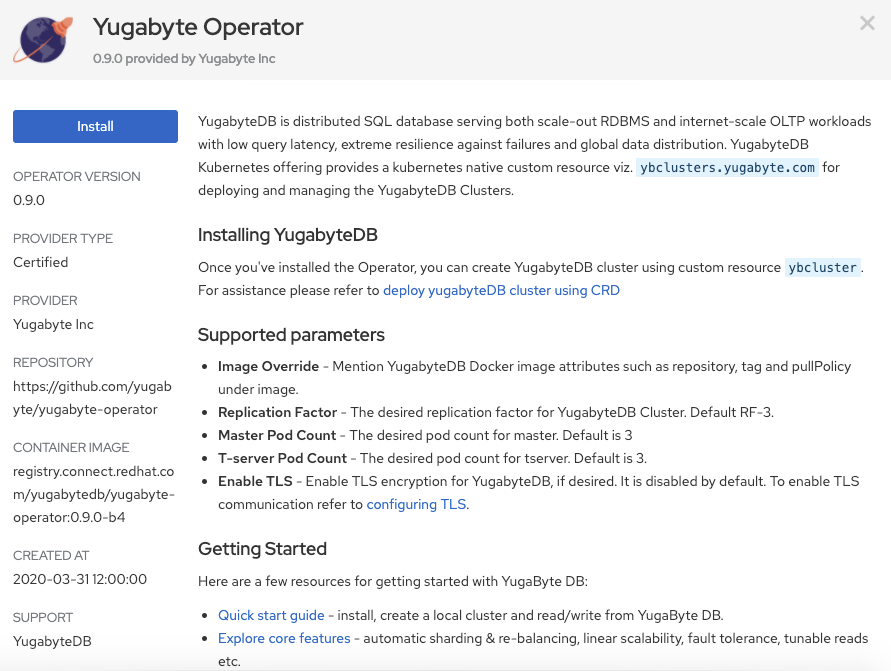 YugabyteDB now in beta in OperatorHub Red Hat OpenShift