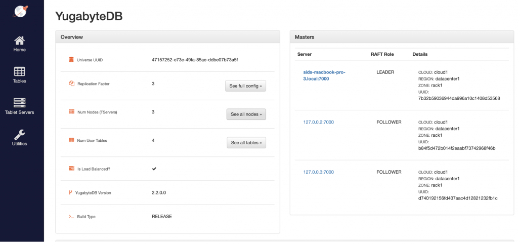 Our 2-node cluster has now become a 3-node cluster and the Replication Factor has increased automatically from 1 to 3 yugabyted example