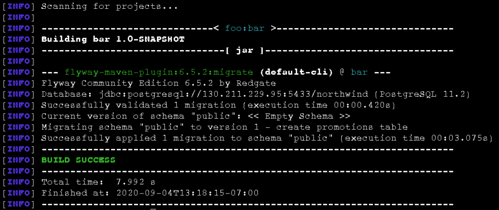 create table migration yugabytedb flyway maven tutorial