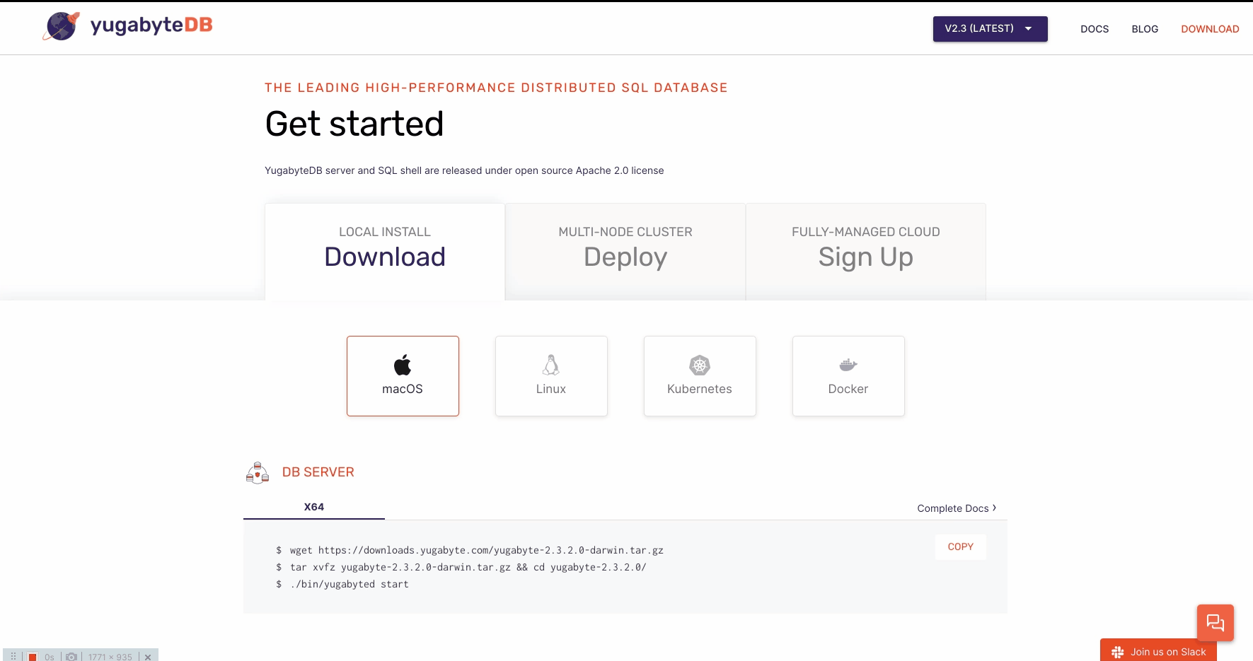 select the latest or stable version of yugabytedb