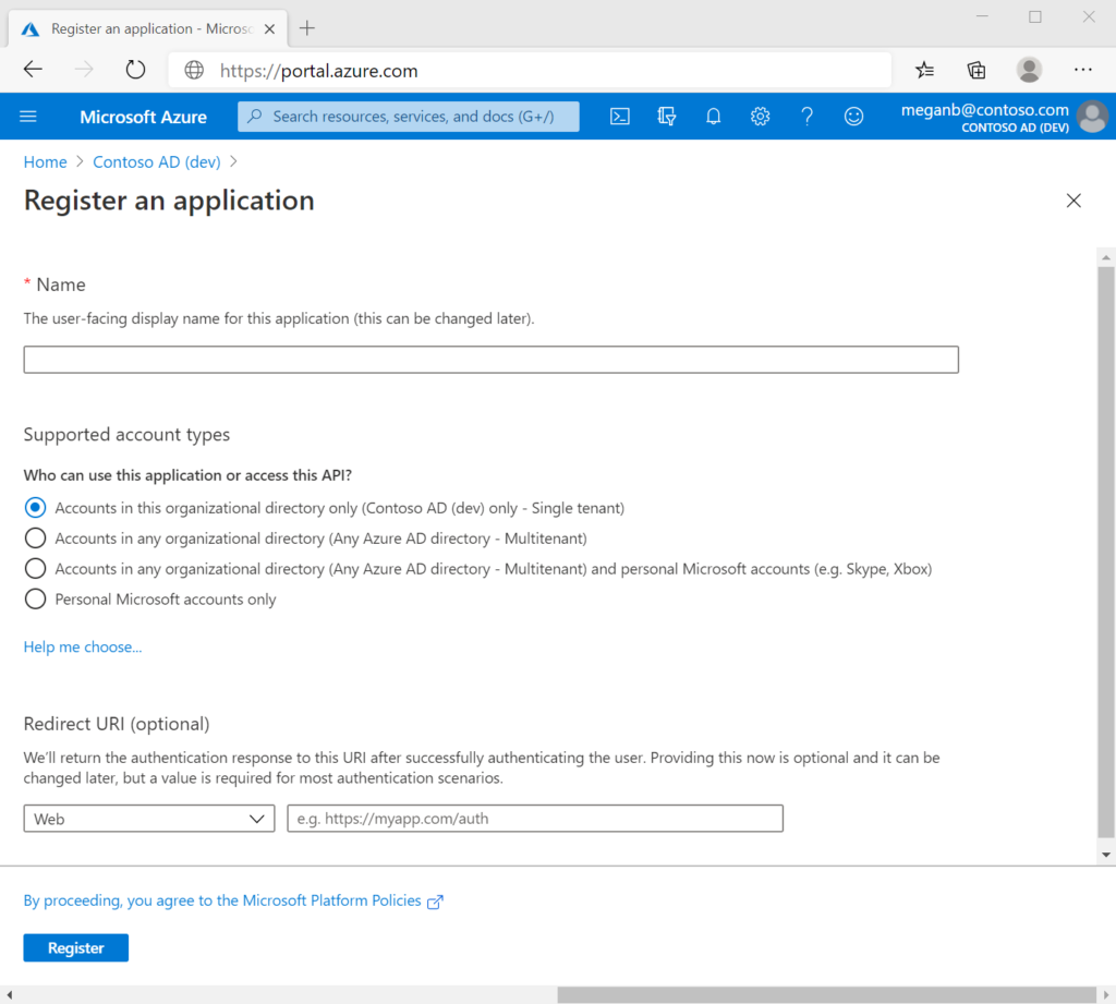 Register an application with Azure AD & create a service principal, yugabyte platform azure beta