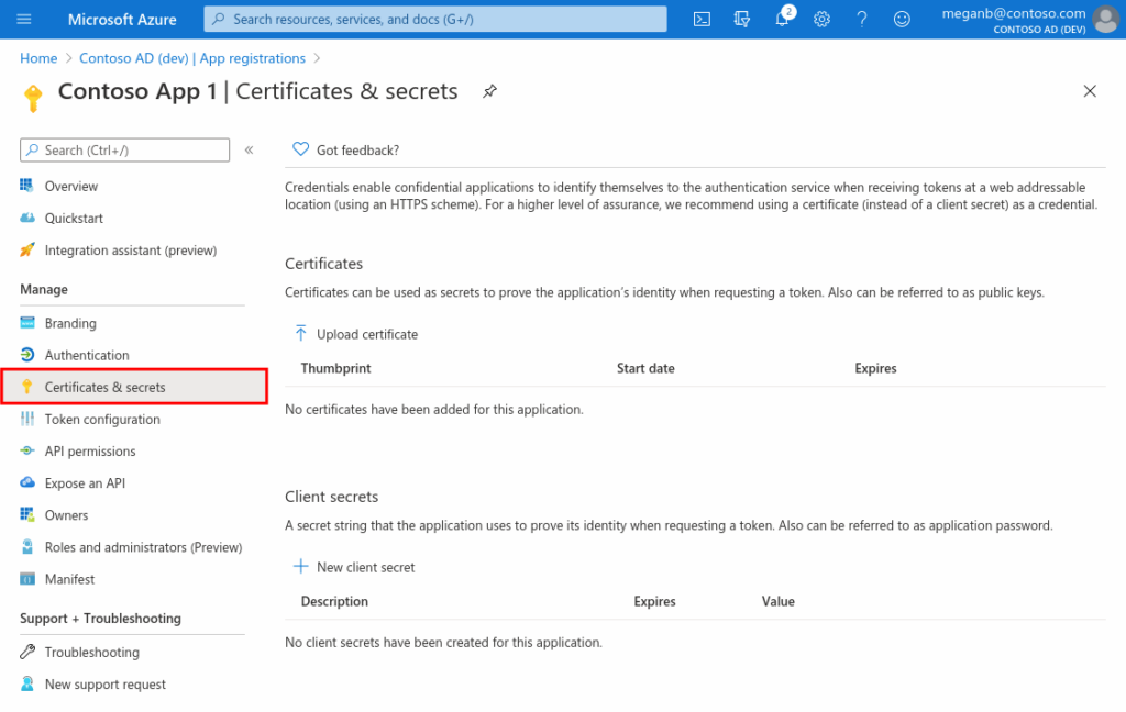 Record the new client's secret value to be used later for configuring the platform, yugabyte platform azure beta