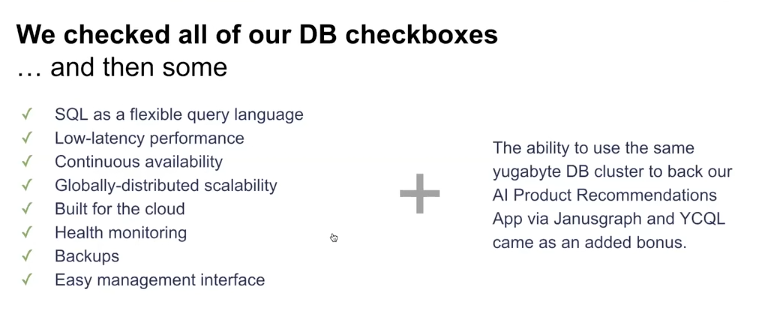YugabyteDB Checkboxes