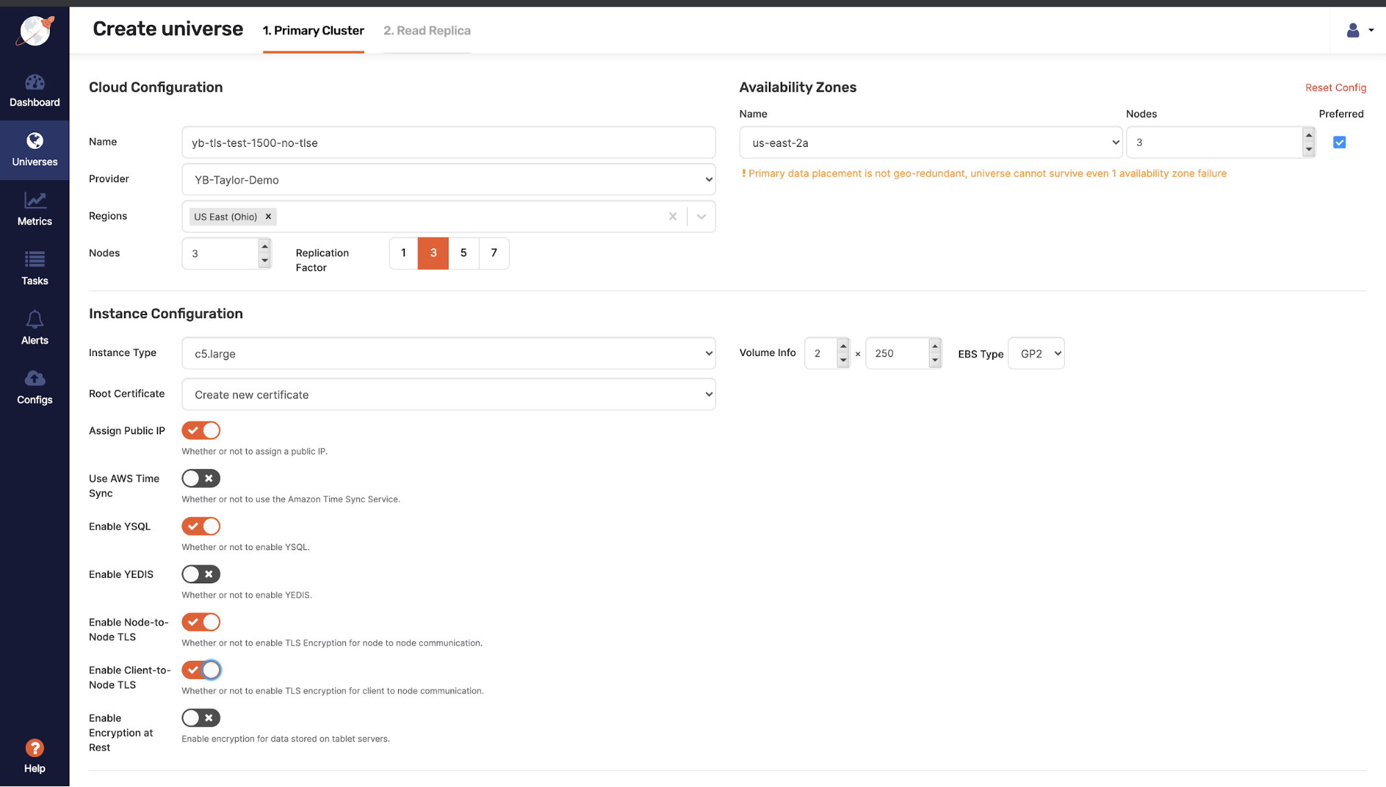 TPCC Benchmarking with TLS Setup