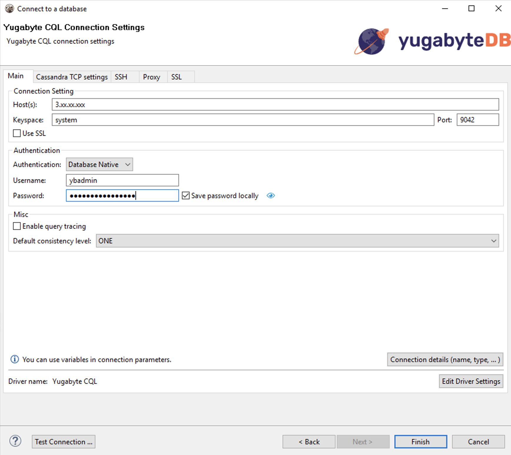 Creating a New Database Connection for Connecting to YugabyteDB Cluster