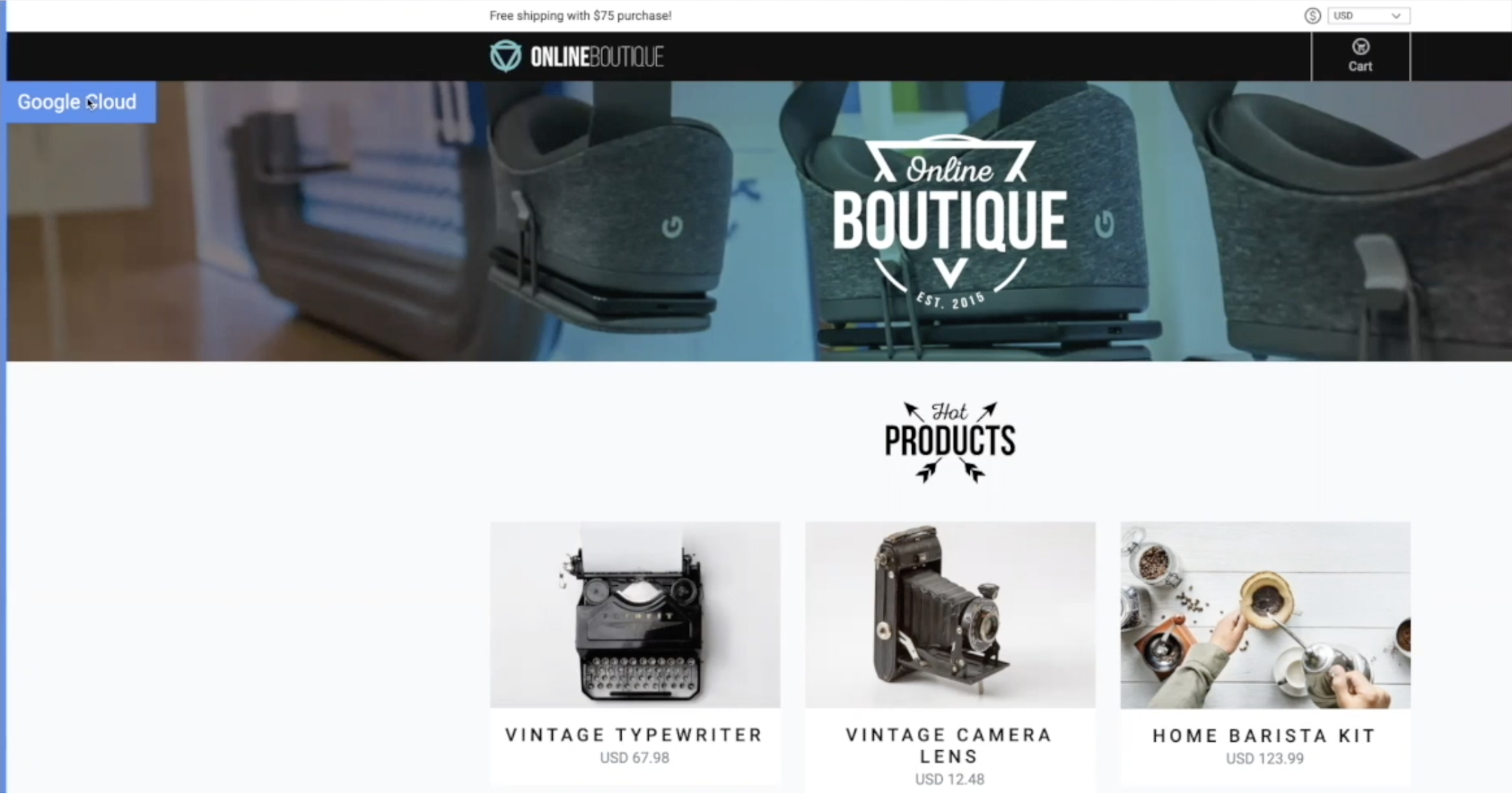Online Boutique Web Page with Banner
