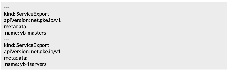 Explore the service-export.yaml file.