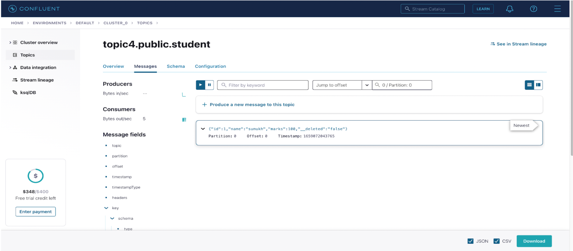 Checking if records are being sent to Kafka
