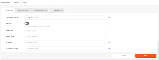 Connection details from MinIO