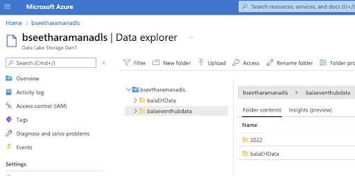 store data into ADLS folder