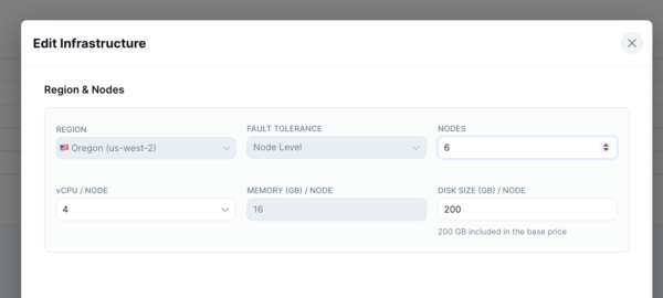 Edit infrastructure add nodes - screen
