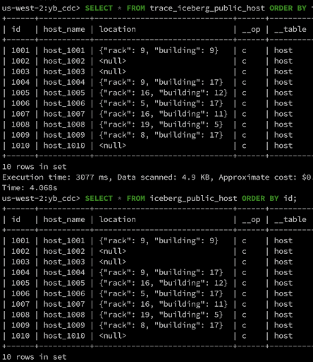 Insert 10 rows into host table