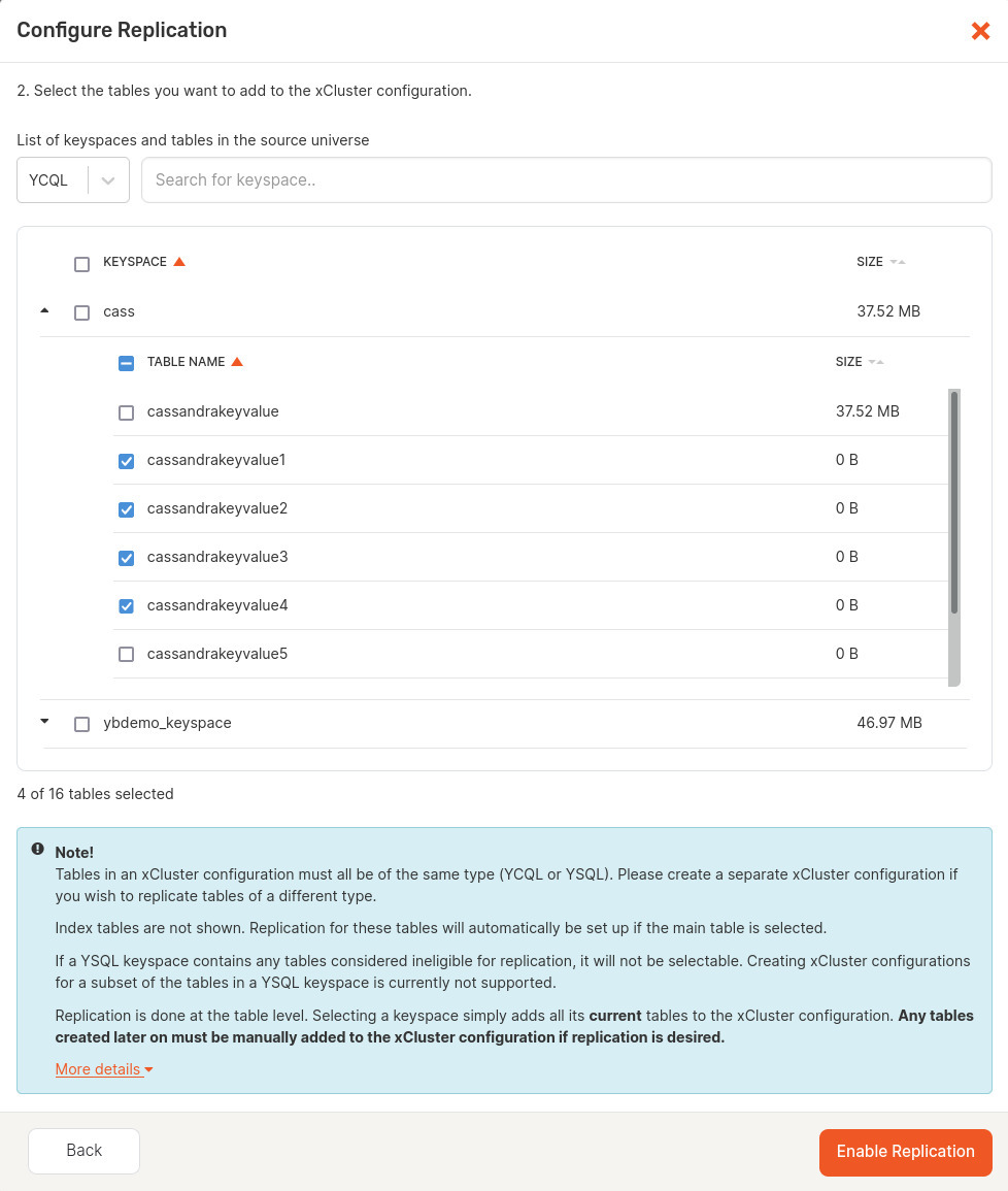xCluster Configuration: YCQL Table