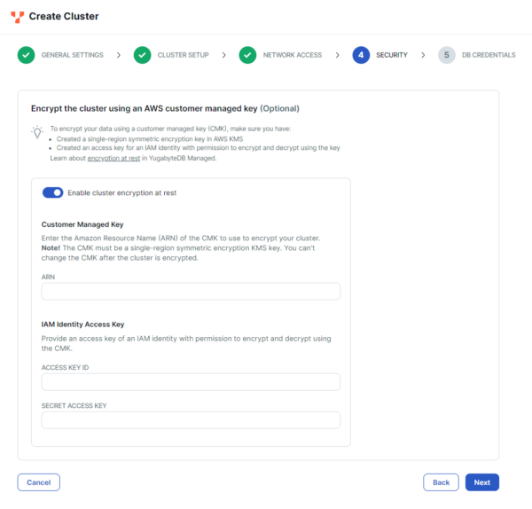Enable cluster encryption— AWS customer managed key