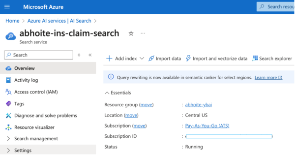 Azure Portal Create a New Service