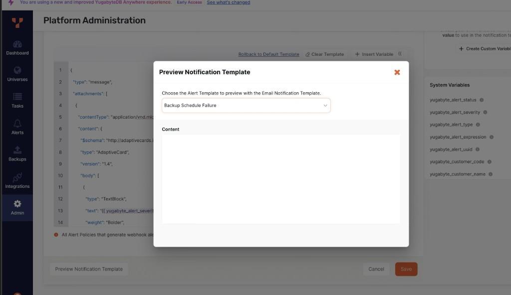 Preview Notification template