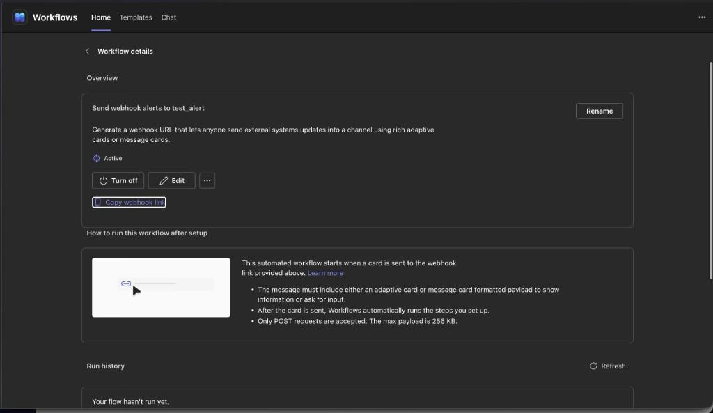 Create the Teams Webhook
