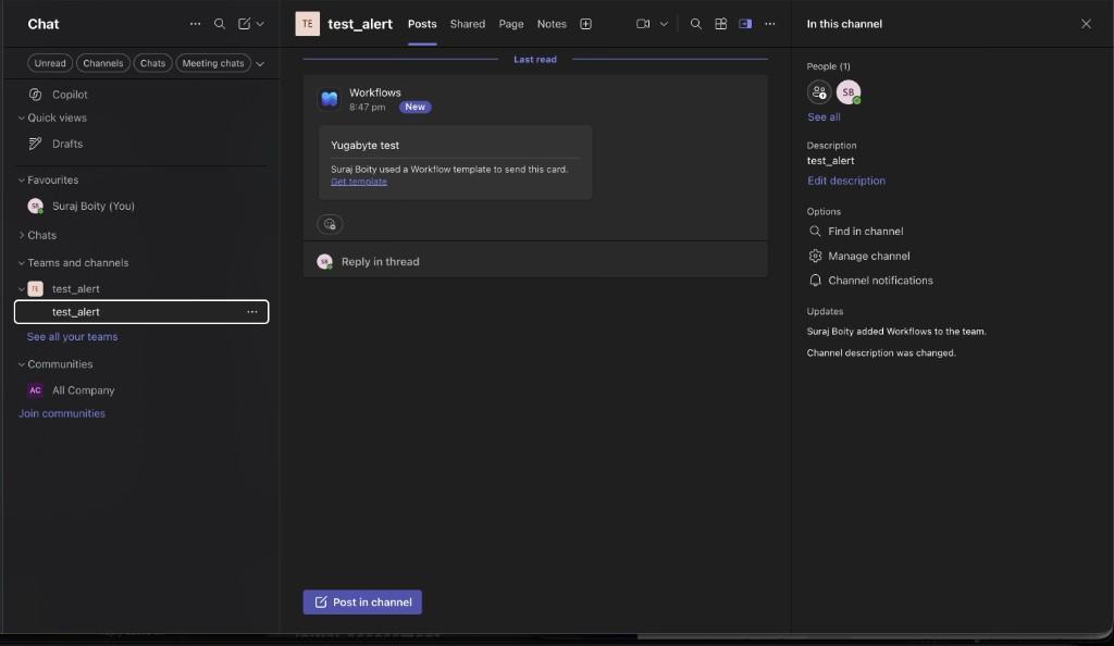 Test the Teams Webhook URL with curl